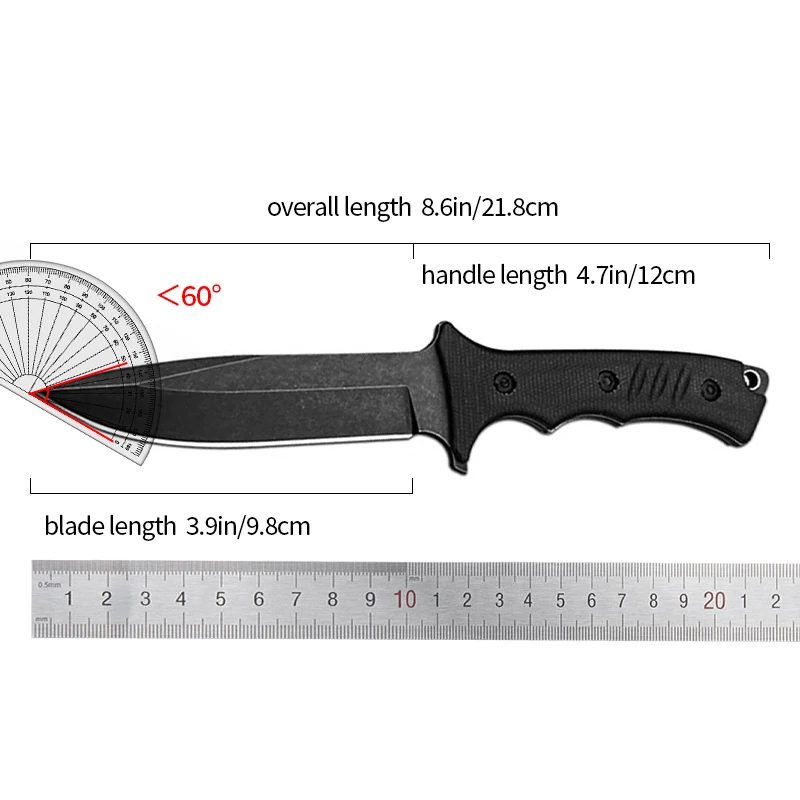 ATS-34 High Hardness High Quality Steel Jungle Survival Knife G10 Handle Fixed Blade With Kydex Scabbard For Wilderness Survival 5