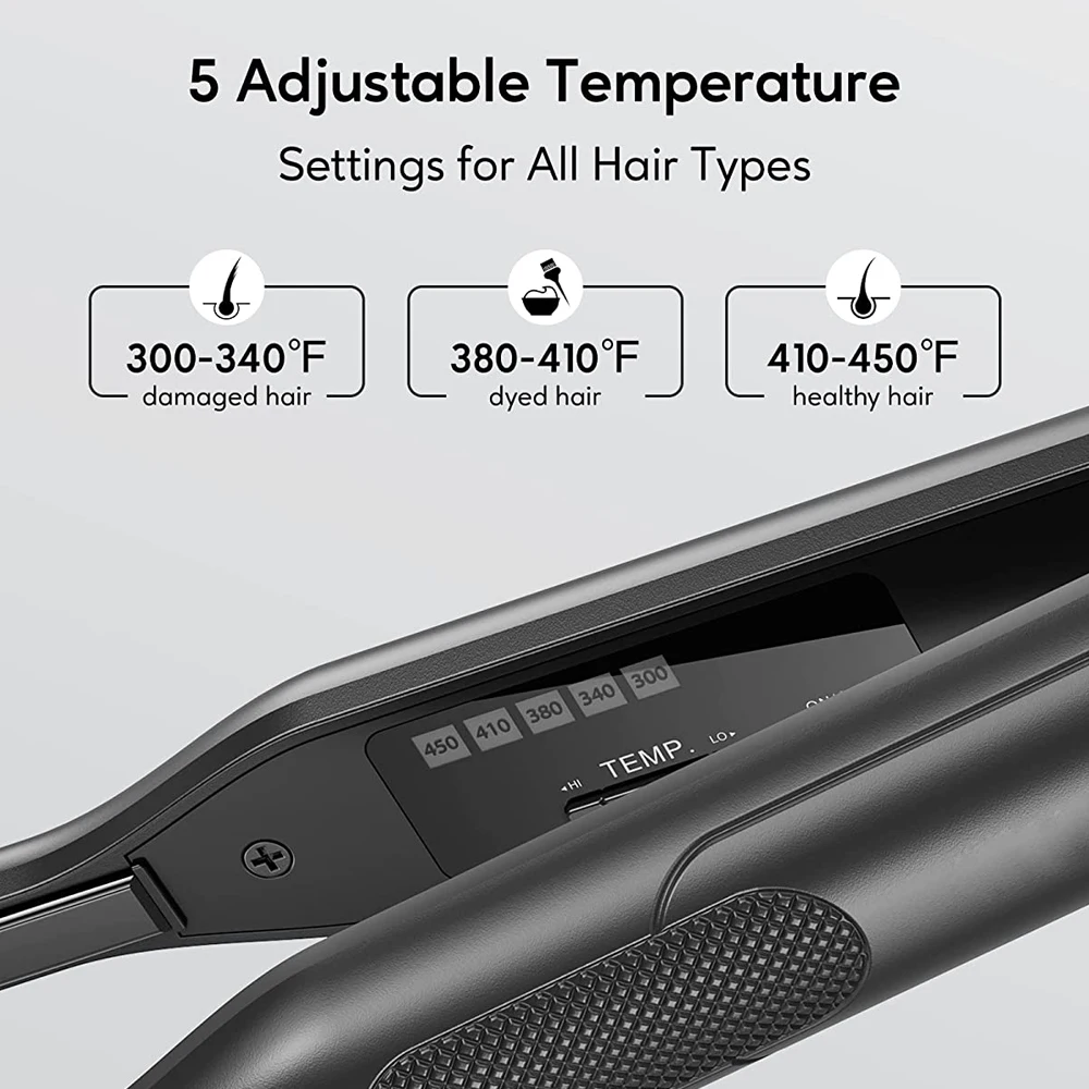 Small Hair Curler For Short Hair Thin Plate Pencil Flat Iron 450&deg;F Professional Salon Curling Iron Dual Voltage Portable