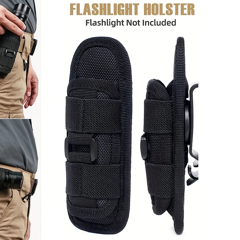 

Tactical Hunting Molle Nylon Flashlight Pouch 360 Degrees Rotatable Outdoor Flashlight Cover Holster Torch Case Portable Torch