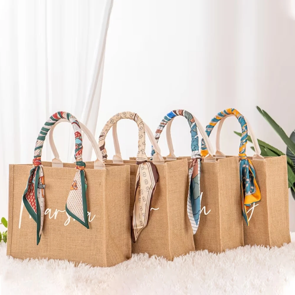 Borsa Wedding Bag Juta Personalized Bridesmaid Jute Tote Bags