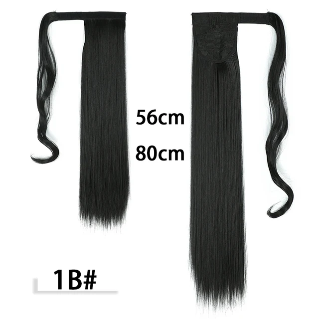 My-Diva Long Straight Heat Resistant Synthetic Ponytail Hair Extension Wrap Around  Fake Hair Clip In Brown Pony Tail 1B