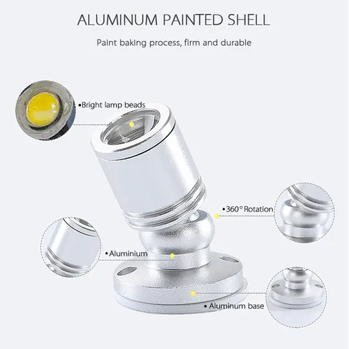 LED USB 스포트라이트, 쥬얼리 캐비닛 쇼케이스 카운터 램프, 표면 장착 천장 미니 스포트라이트, USB 5V 인터페이스, 3W DC5V 4