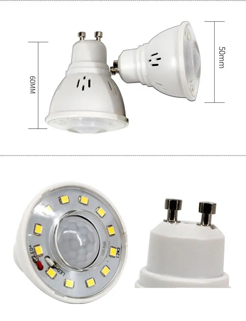 4-Pieces 3W LED Track Light Bulb 220-240V PIR Flood Light Self-Working spotlight light