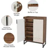 Modern Shoe Cabinet for Entryway, 25 Pairs Shoe Cabinet with Doors, Wood 5-Tier Shoe Organizer, Freestanding Brown 6