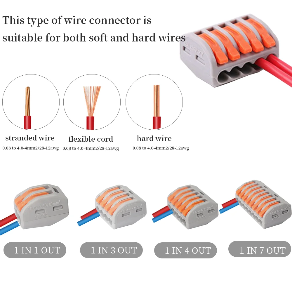 Mini Fast Wiring Cable Connector HC222-412 413 414 415 418Type Universal terminal block plug-in Electrical Fast wire separator wire connectors