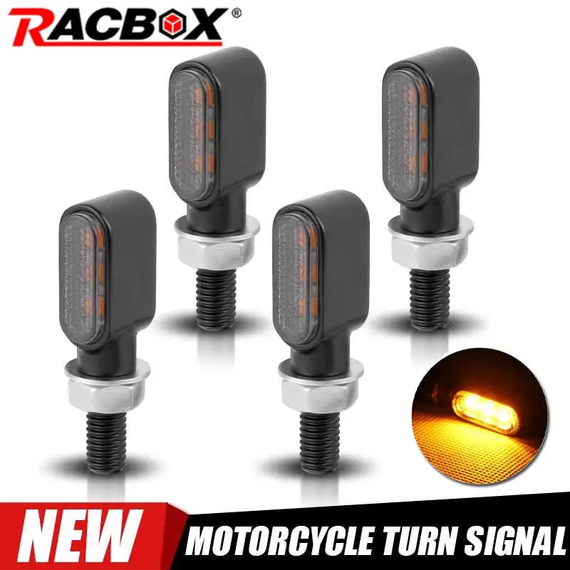 8Mm Clignotant Moto Led Mini Moto Indicatori Di Direzione Luce Indicatori Ambra Lampada Lampeggiatore 3Led 12V Per Kawasaki Yamaha Cafe Racer