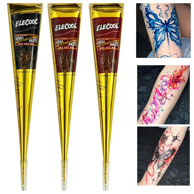 Crème de tatouage au henné, facile à nettoyer, crème au henné marron, tatouage au henné biologique, facile à appliquer pour les tatouages temporaires, événements spéciaux 1