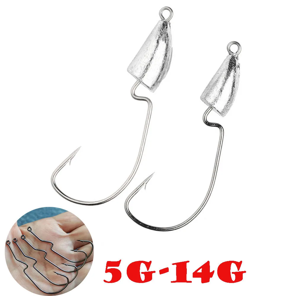 Teukim 5pcs Offset Worm Crank Hooks 5g-14g Bullet Jigging Head Fishhooks  Jig Head Weight Weedless Fishing Hooks For Carp - Fishhooks - AliExpress