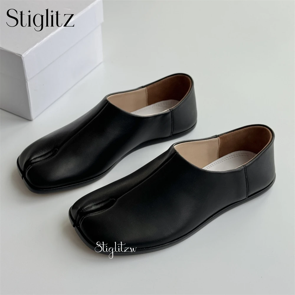 Slip-On Tabi Shoes for Men Black Patent Leather Comfortable Flats Multi-Color Brown Handmade Men's Shoes Wedding Banquets
