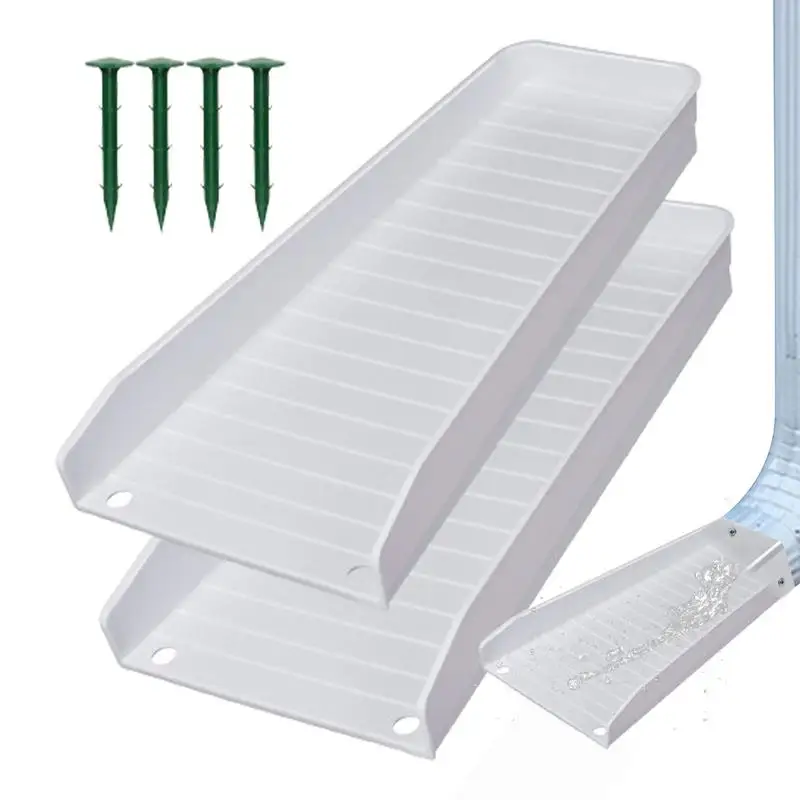 Rain Water Splash Block Water Diverter Down Spout Extender Guard Prevent Soil Erosion 2pcs With Nails For Ground Protection &