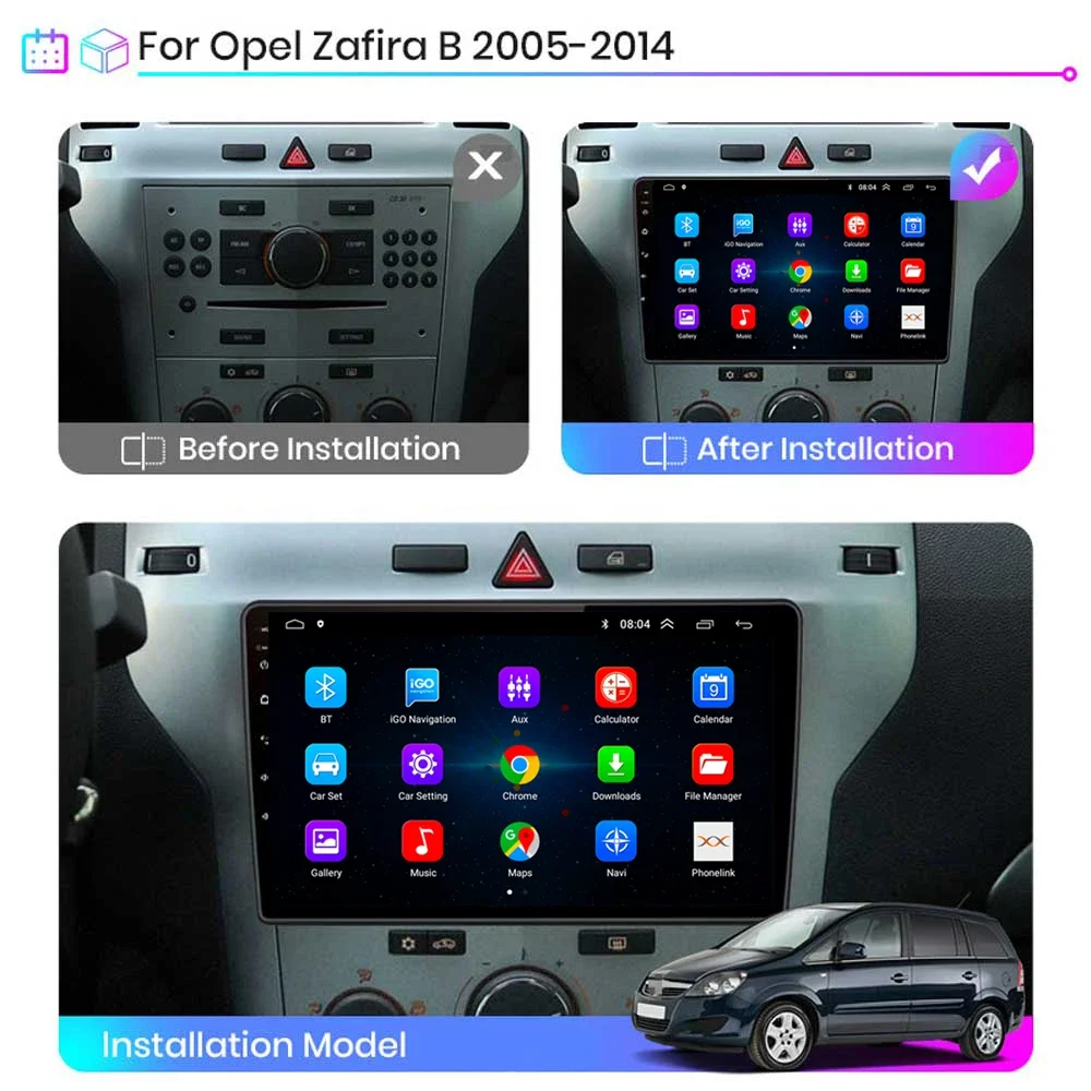 Android 13  8+128G Carplay Radio For Opel Zafira B Astra H 2005-2014 Car Intelligent Multimedia GPS Navigation Audio Video