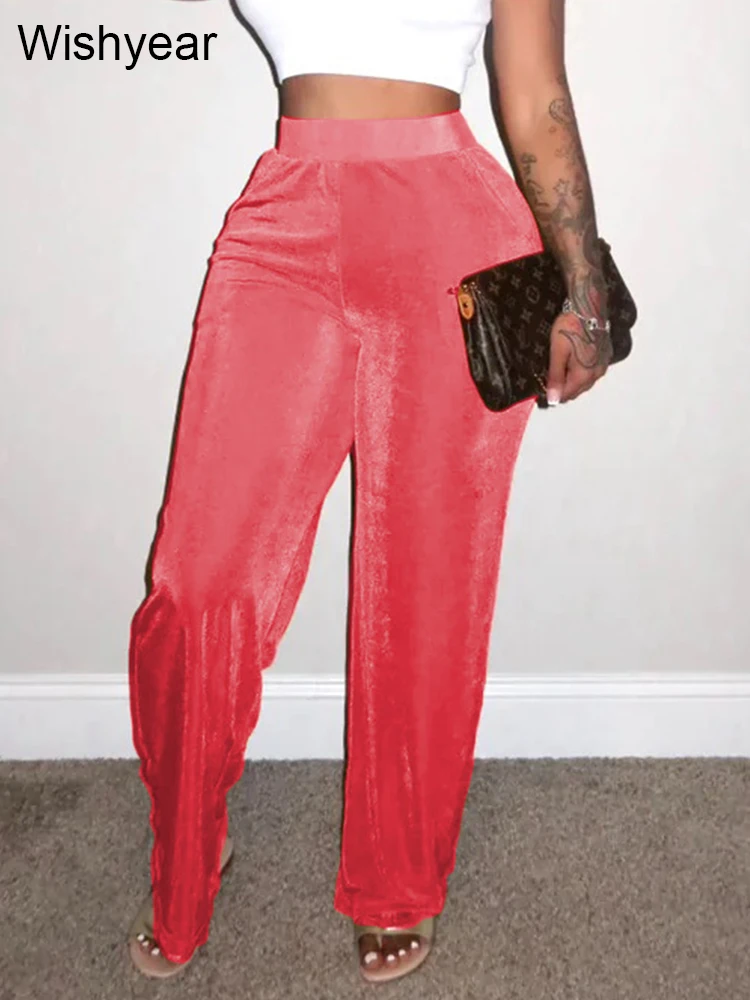

Fashion High Waist Loose Wide Leg Pants for Women Spring Summer Female Floor-Length Solid Streetwear Ladies Long Trousers 2024