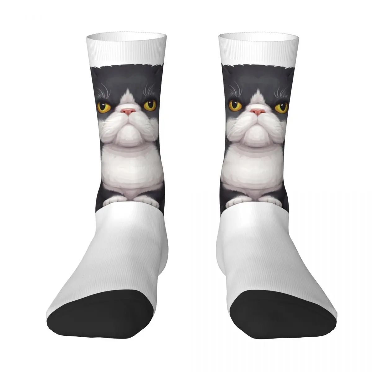

Black & White Cat Cat Catg Contrast color socks Infantry pack Elastic Socks Humor Graphic Cool R204 Stocking