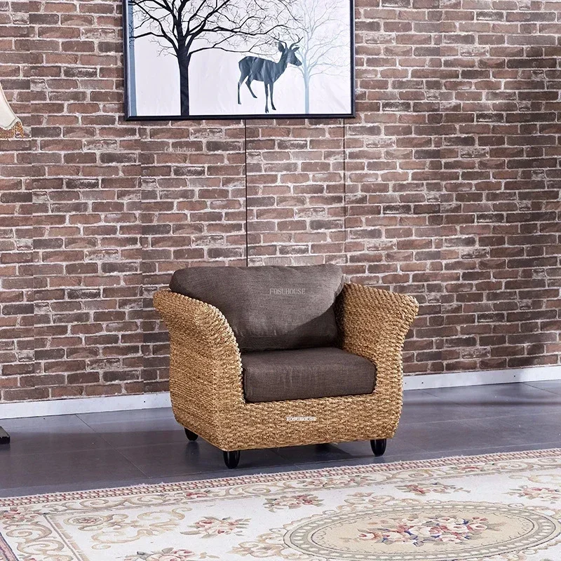 Modern Home Furniture Living Room Sofa Coffee Table Combination Leisure Rattan Outdoor Garden Sofas Retro Homestay Sofa Chair L