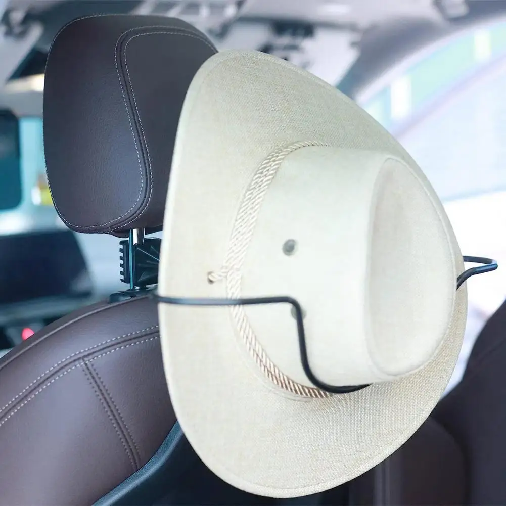 

Car Cowboy Hat Holder Seat Back Headrest Mount Heavy Duty Steel SUV Truck Auto Cowgirl Hat Coat Hanger Organizer Metal Rack