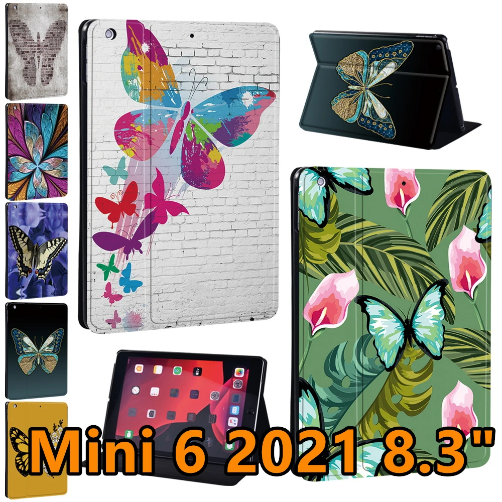 

Tablet Case for IPad Mini 6 8.3inch 2021 A2567/A2568/A2569 PU Leather Ultra Thin Butterfly Print Series Pattern Protective Cover