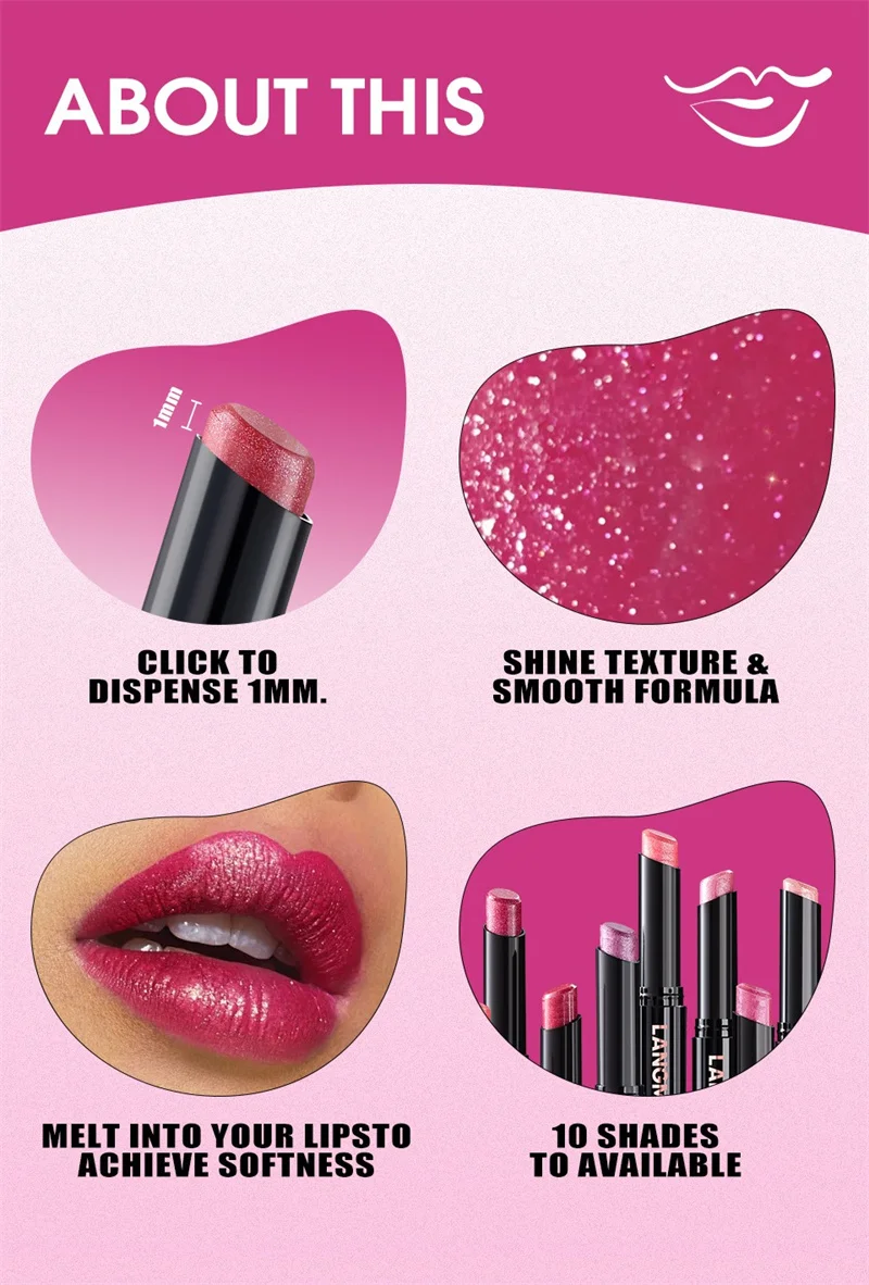 Glitzer Diamant Lippenstift Wasserfest Langanhaltend Feuchtigkeitsspendend_voghion.com