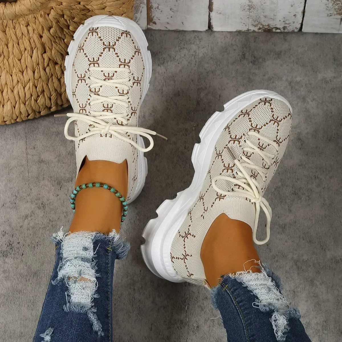 Thick Sole Elevated Casual Shoes for Women New Plus Size 42 Women Shoes Retro Mixerd Colors Sneakers Women Zapatos 2024