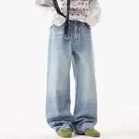 PFMarin- Jeans jeunesse College en biscuits pour hommes, pantalons à jambes larges, streetwear vintage, hip hop, vêtements pour hommes, chim28W4644 2