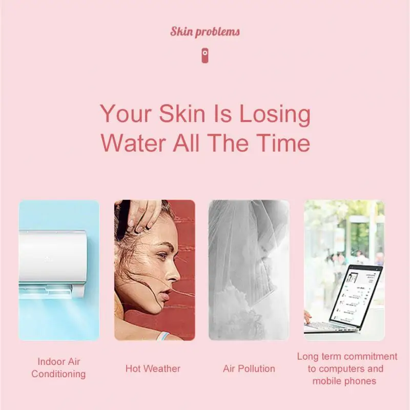 1~5PCS 30ML Nano Mist Sprayer Facial Cooling Face Sprayer USB Chargeable Portable Humidifier Women Beauty Moisturizing Skin Care