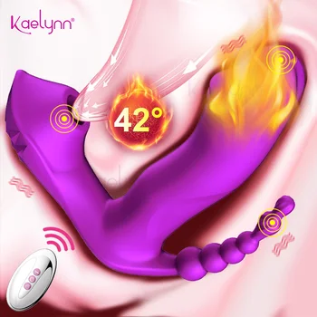 3 IN 1 G Spot Sucker Vibrator for Women Vibrating Anal Bead Clitoris Stimulator Remote Control Wearable Vibrator Panties Sex Toy 2