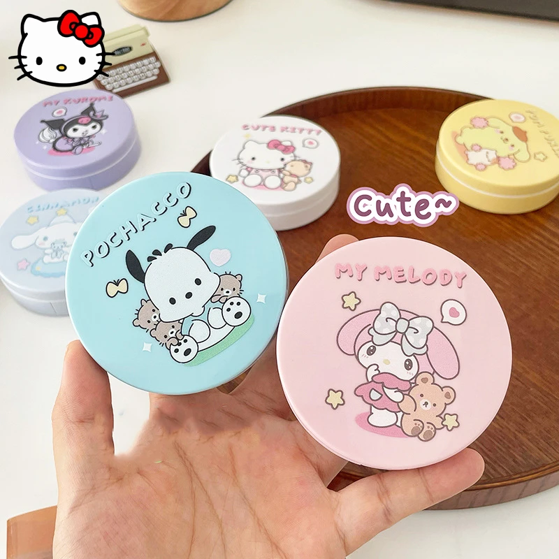 

Sanrio HelloKitty MyMelody Kuromi Contact Lens Case Kawaii Anime Girl Portable Travel Contact Lens Case Mirror Set Care Box Gift