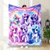 (Memo U Name) 6 Size Custom Name Blanket My Little Pony Print Suitable for Sofa, Bed, Travel,Office,Chair Car Camping for Gifts 6