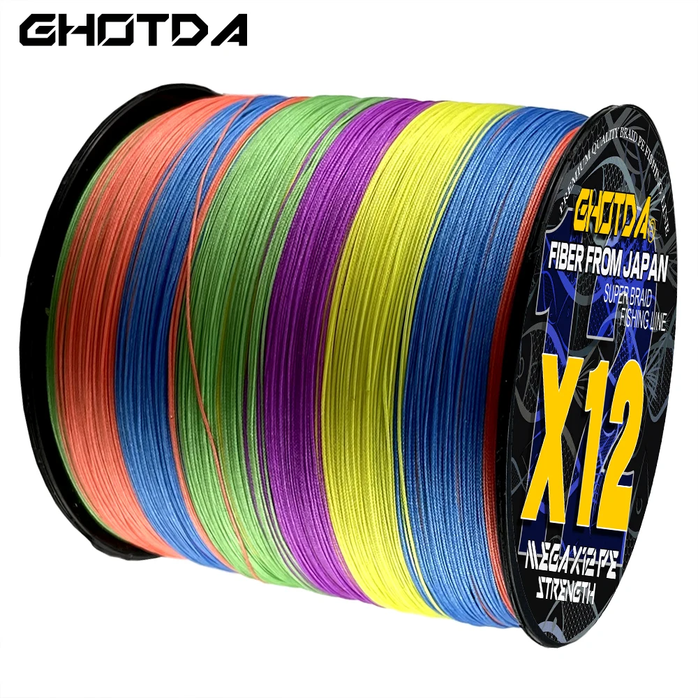 

GHOTDA 12 Strands 300M Braided Fishing Line Super Strong for Saltwater Fishing Catch Big Fish Wire 25/30/39/50/65/77/92/120LB