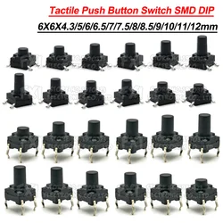 Pack of 20 Waterproof Mini Tactile Push Button Switches - 4 - Pin SMD DIP, Multiple Sizes (6x6mm) (6X6X8.5 DIP)