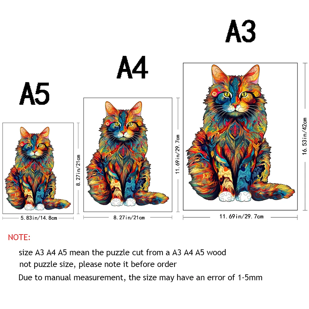 Color Changing Cat Wooden Puzzle Irregular Animal Shaped Wooden Puzzle High Difficulty Puzzle Puzzle Toy Birthday Christmas 6