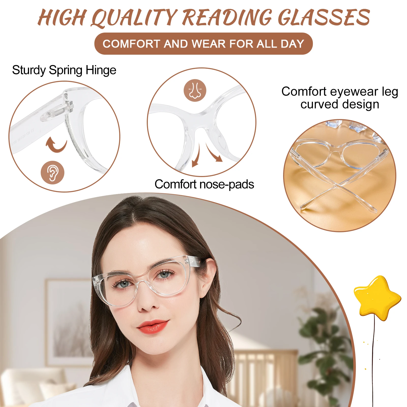 OCCI CHIARI Stylish Cat Eye Reading glasses Retro Readers