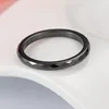 3mm Thin White/Black Faceted Ceramic Ring Wedding Band for Women Men Size 4-12 6