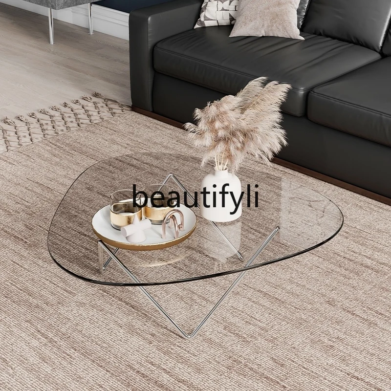 Nordic INS Tempered Glass Coffee Table Simple Modern Light Luxury Round ...