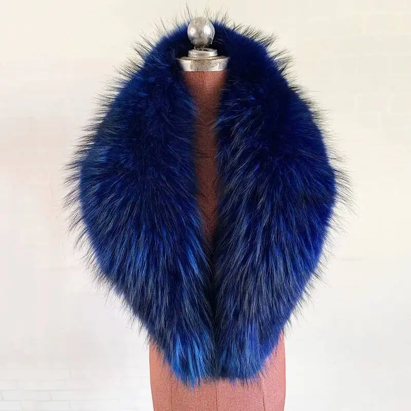 Natural Raccoon Fur Collar Real Fur Scarf Women Winter Luxury Neck