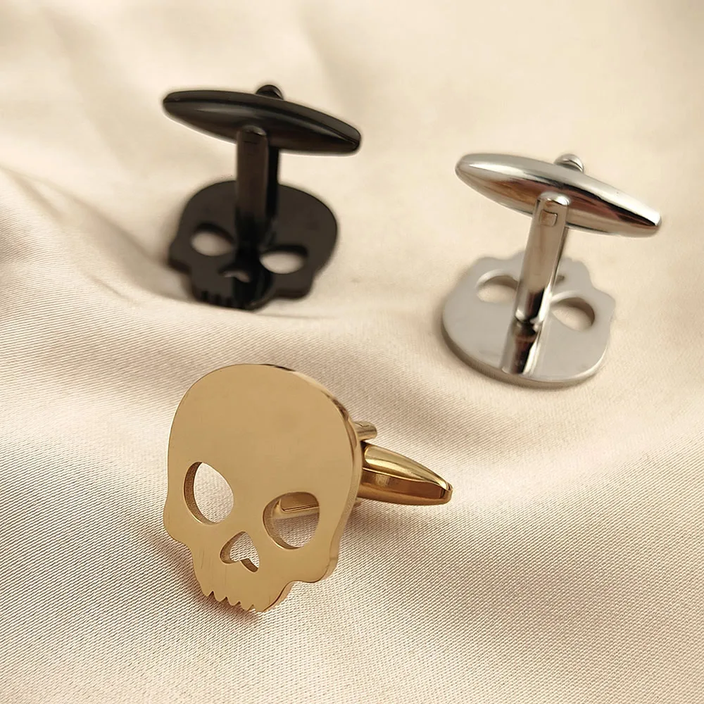 할로윈 해골 18k 금도금 커프스 단추, 개성 의류 액세서리, 일상 생활 또는 파..