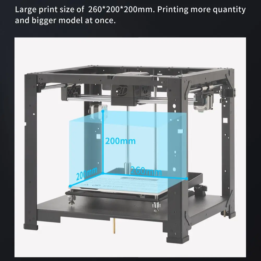 QIDI TECH-3D Impressora com placa-mãe grande, Hot End, tamanho grande, impressão brasileira, 0,4mm, 0,2mm extra, 250 graus, 260*200*200