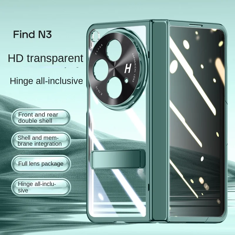 Magnetic Rotating Hinge Case For OPPO Find N3 Cover With Tempered Film Bracket Holder Folding Shockproof Transprent Hard Cover