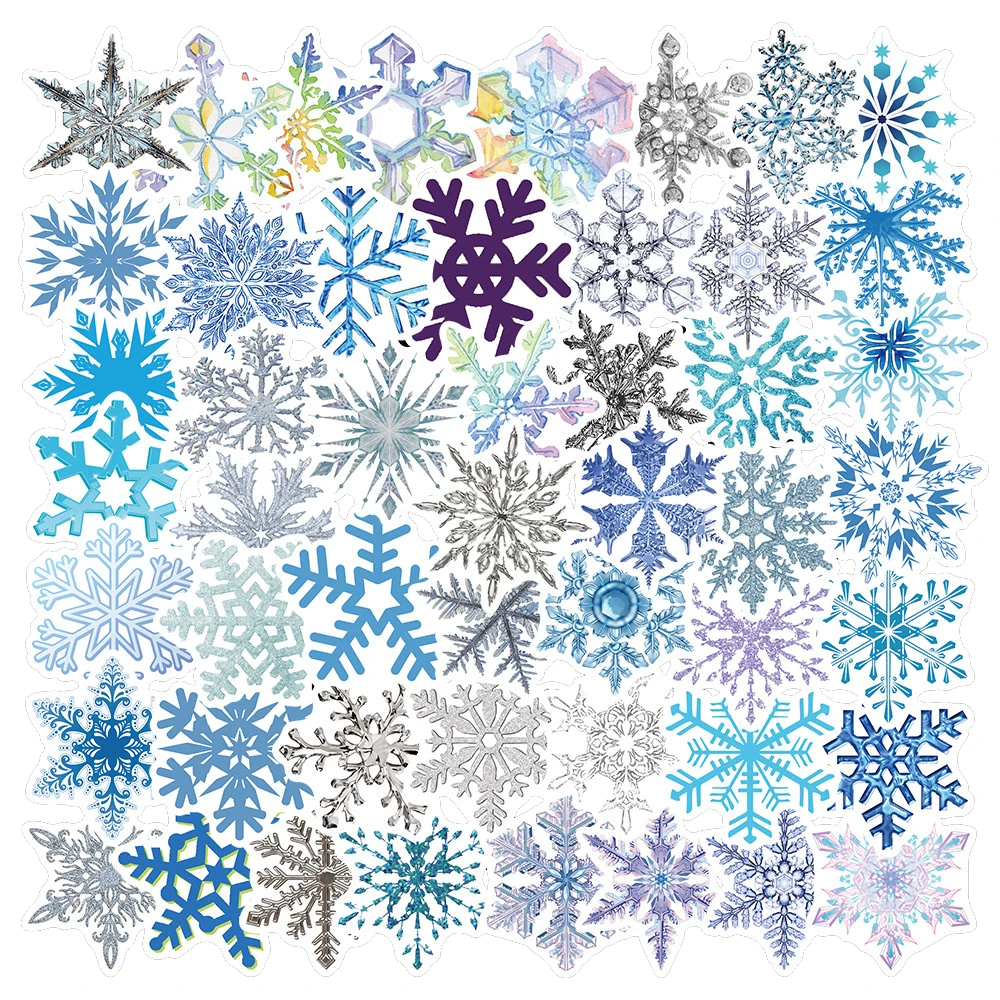 

10/30/50PCS Cartoon Romantic Snowflake Pattern Graffiti Sticker Bike Skateboard Car Helmet Laptop Computer Wholesale