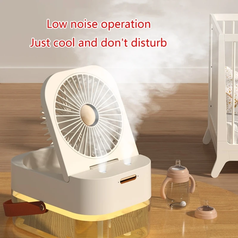 

Dual Humidification Fan Cooling Fans Air Humidification Fan Night Lamps ABS Material for Bedroom Table