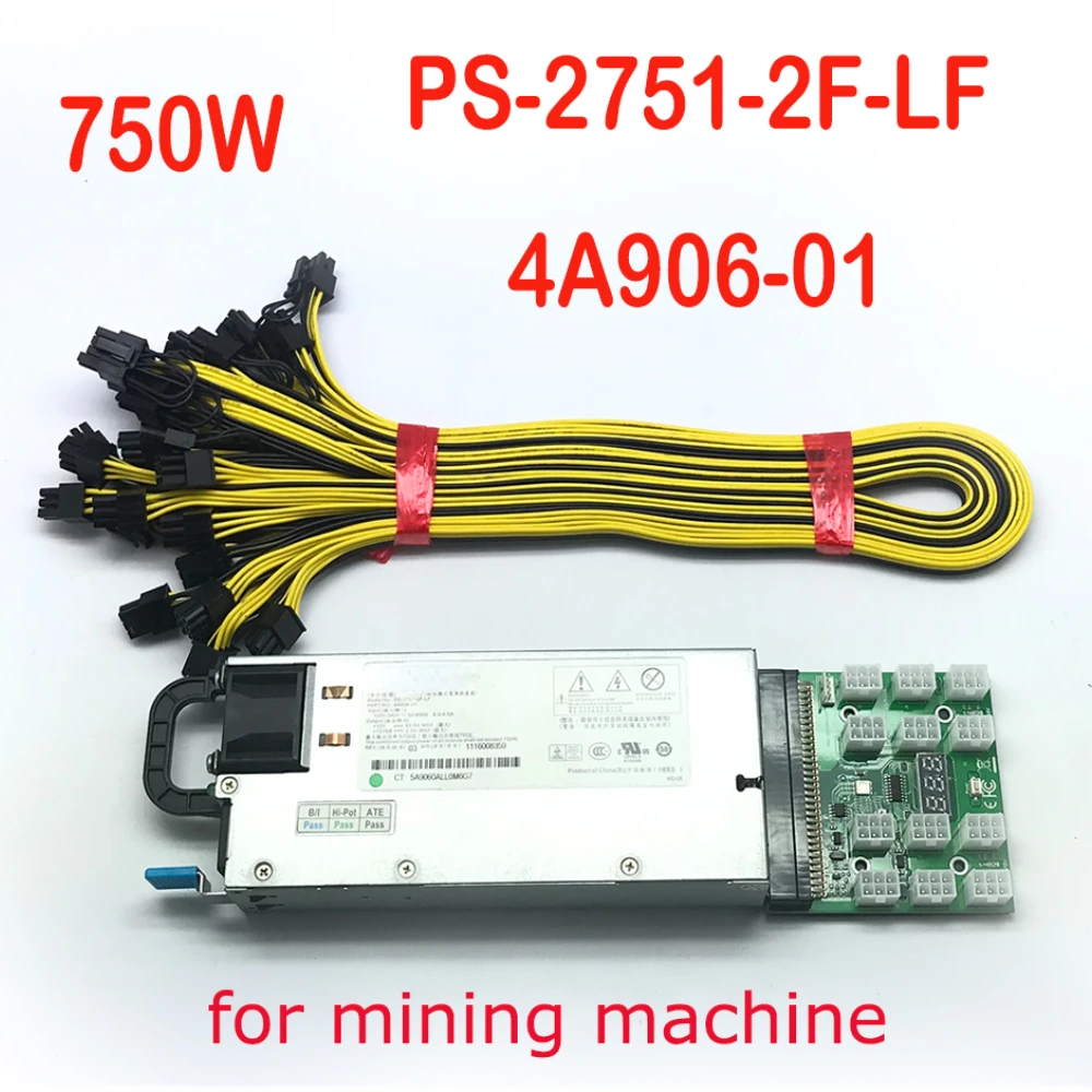

PS-2751-2F-LF 750W 4A906-01 Power Supply Source 6pin To 8pin (6+2) SWITCHING POWER SUPPLY 12 8PIN Interfaces for Mining Machine