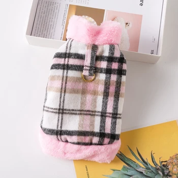Winter Dog Coat Windproof Fleece Pet Clothes Warm Thick Dog Jacket for Snow Rainy Cold Weather Plaid Dog Vest Coat Outfits 4