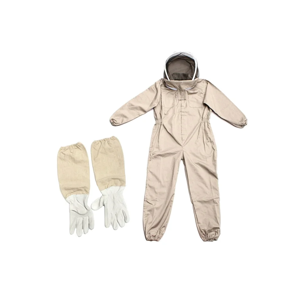 

One-piece Beekeeping Protective Suit Body Clothing with Gloves - Size L (Khaki)