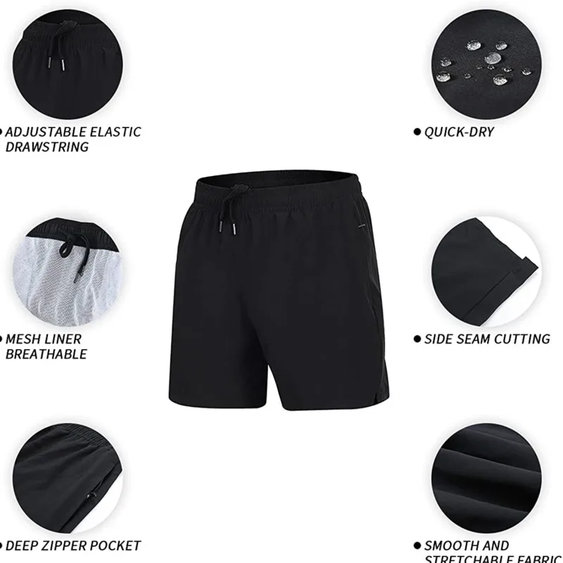 Summer  Men's Swim Trunks  Beach Shorts Elastic Closure Quick Dry Short Pants With Zipper Pockets 5