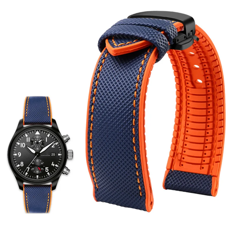 Durable Canvas Nylon Waterproof Watch Strap with Rubber Lining - Men's Watchband Accessories