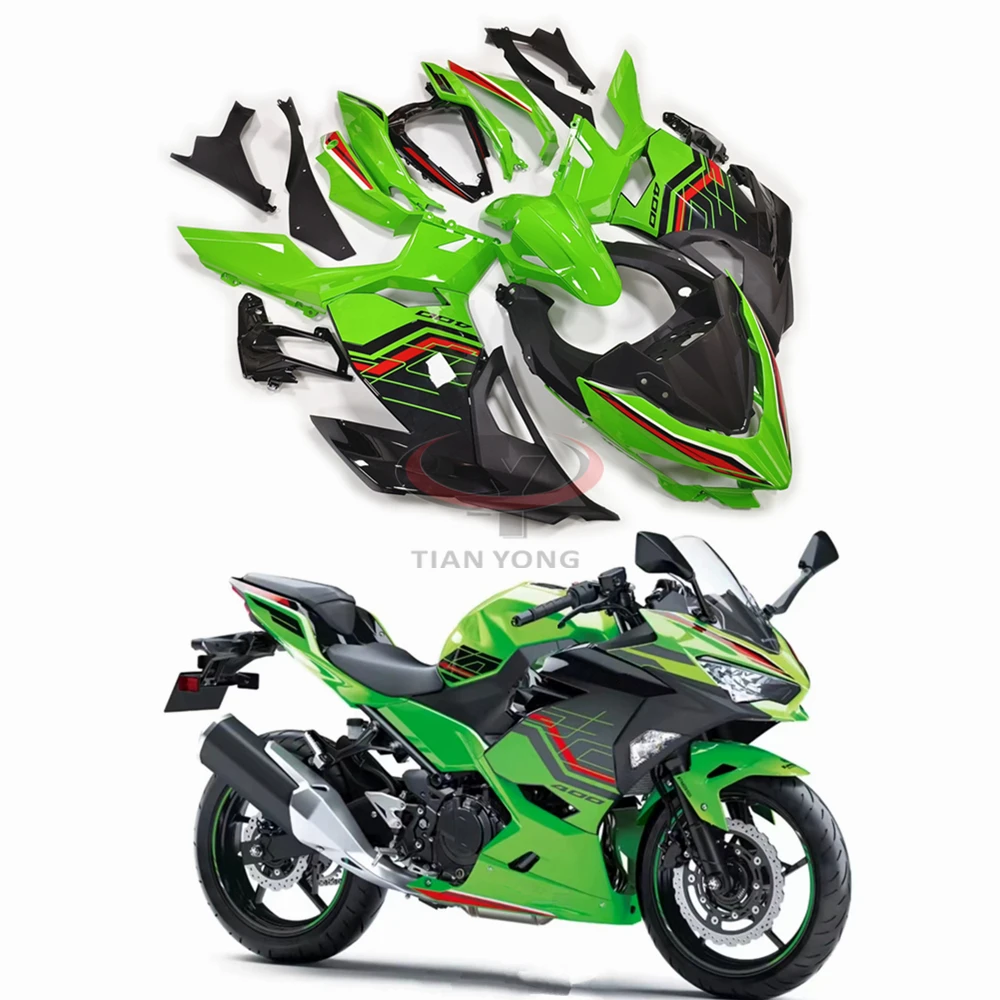 

Полный комплект обтекателей для мотоцикла Ninja400, кузов, капот, новинка 2023, зеленая, черная сетка, принт, подходит для Ninja 400 2018-2019-2020-2021-2022