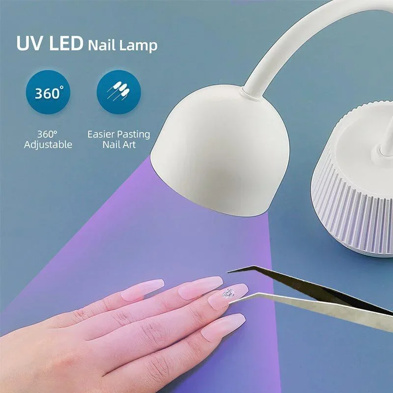 미니 UV LED 네일 램프 24W 360 °   젤 네일용 구부릴 수 있는 빠른 건조등, 휴대용 네일 건조기