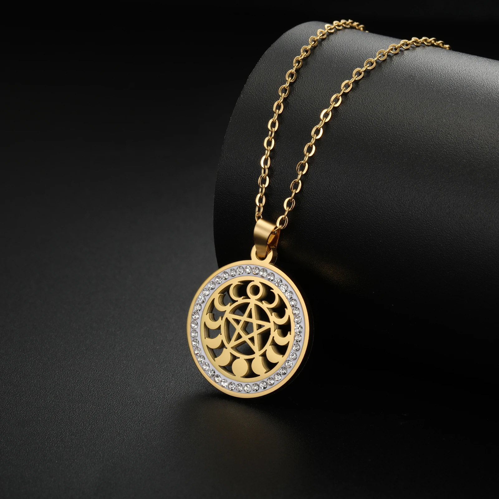 Pendentif Pentacle Étoile à 5 Branches En Acier Inoxydable Argenté - Symbole De Protection Et Spiritualité