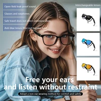 Hot GS05 Smart Glasses For Men 2 in 1 UV Protection Portable Polarized Anti-blue light Black Frame White Lenses Music Sunglasses - Image 4