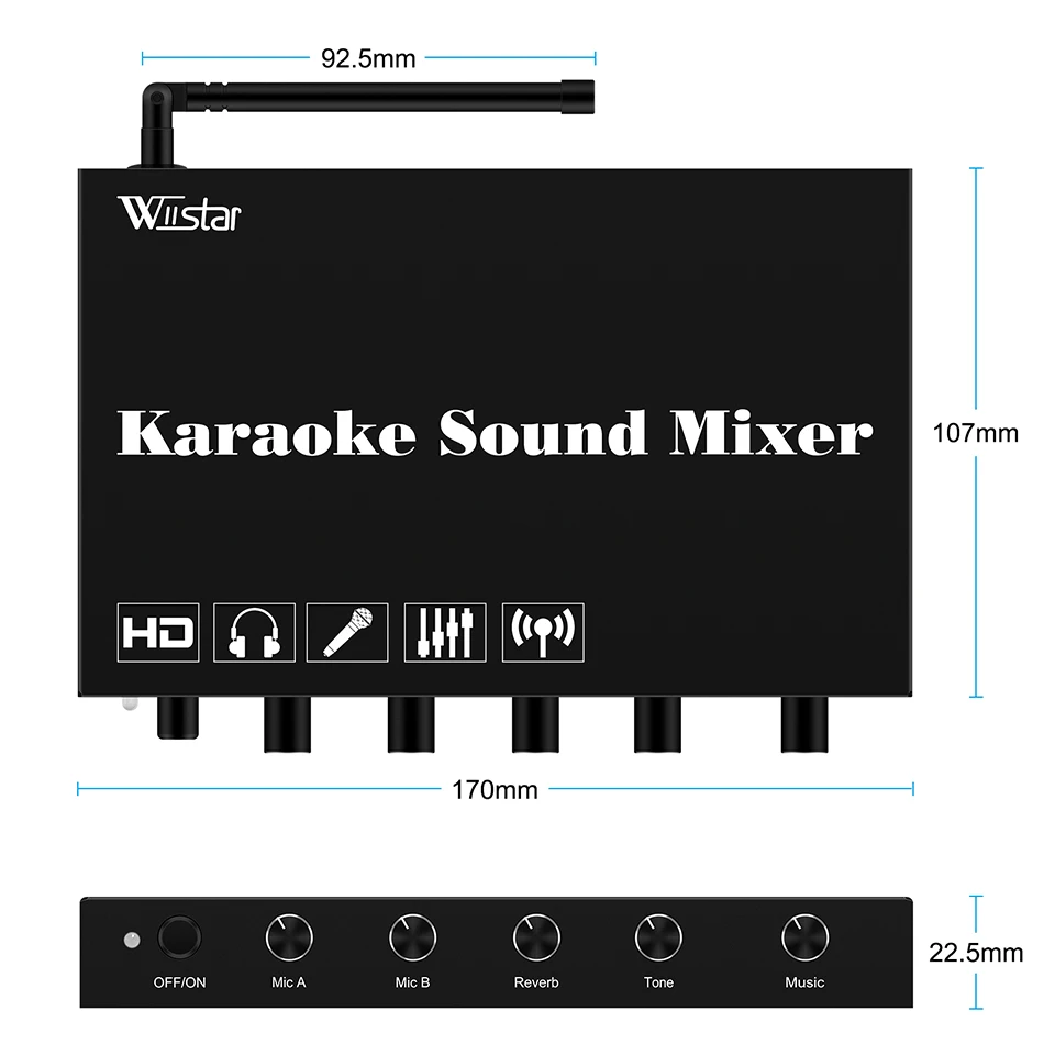 Sound Town Wireless Microphone Karaoke Mixer System with HDMI  Optical (Toslink), 3.5mm audio , Supports Smart TV(SWM16-MAX) stereo sound mixer 4 channel mixer input and output mini stereo mixer with separate volume controls for headphone