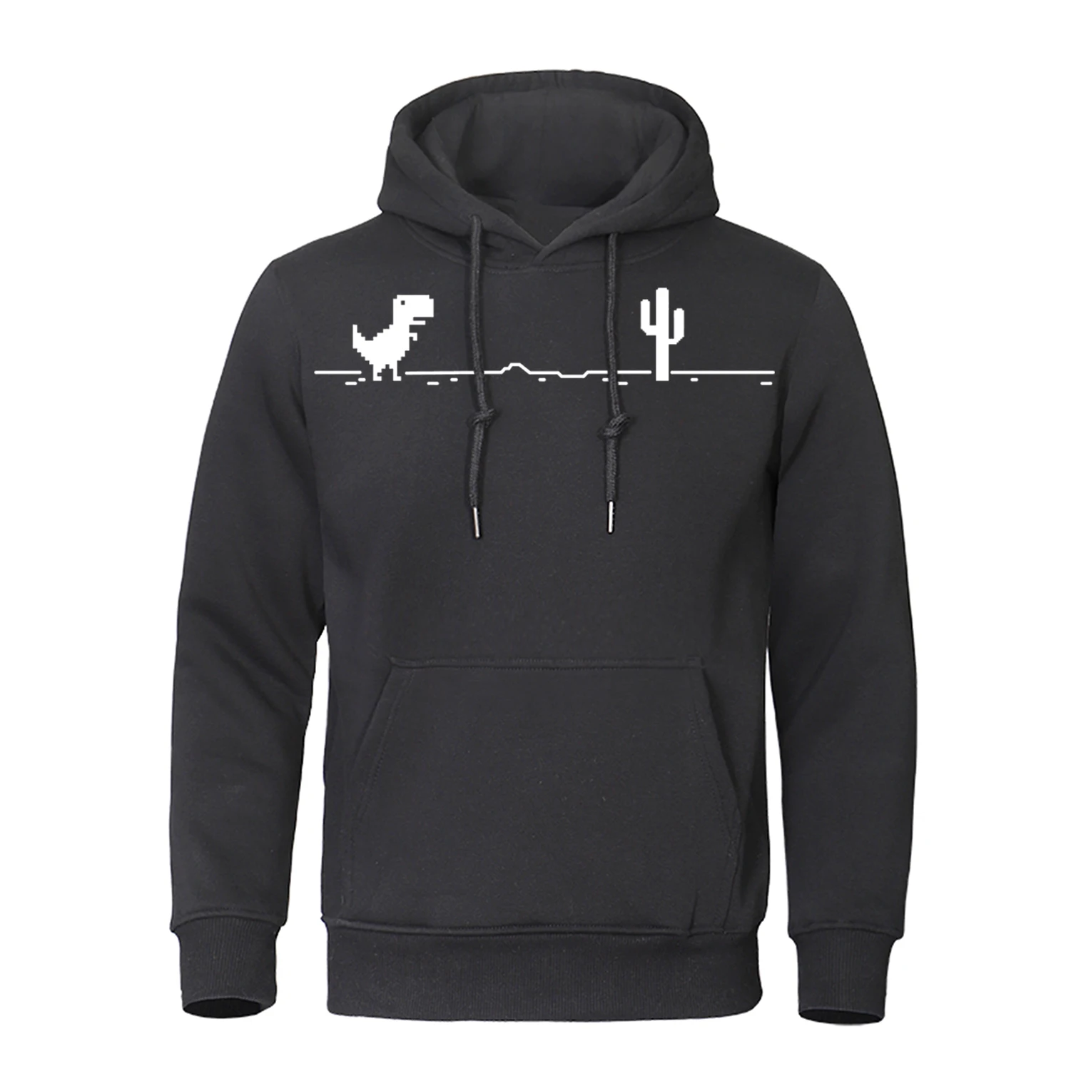 Mosaic Game Cactus Little Dinosaur Hoody Mens Casual Streetpullover Casual Oversized Clothes Fleece Pocket Warm Clothes Men\'S